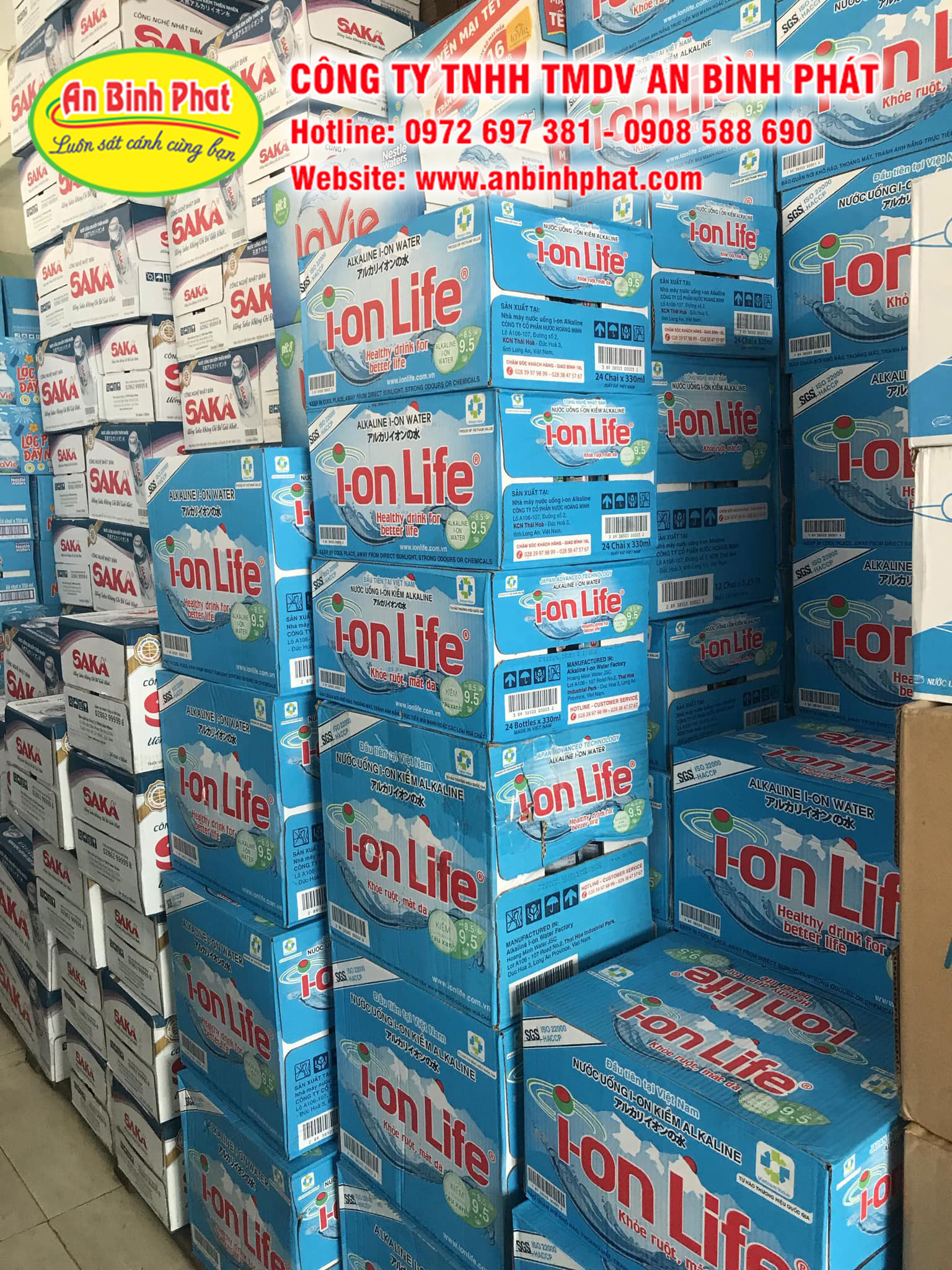 Nhà phân phối sỉ và lẻ thùng nước suối Ion Life An Bình Phát