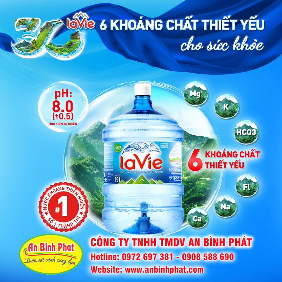 Nước khoáng LaVie bình 19 lít có vòi tiện lợi
