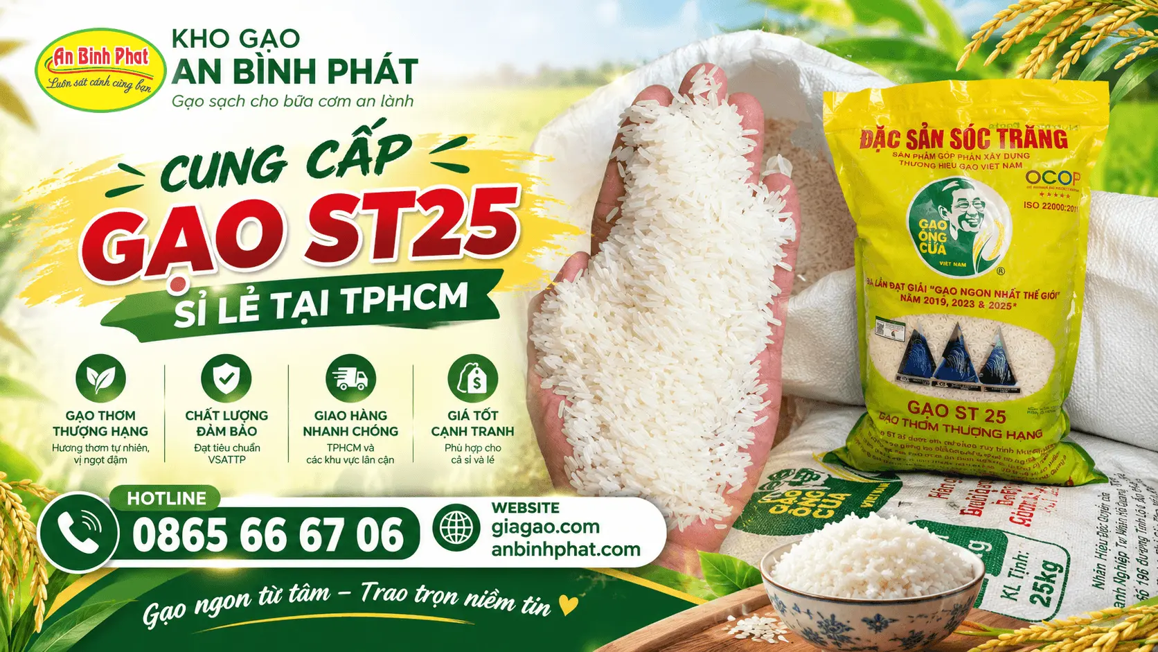 Kho gạo An Bình Phát chuyên phân phối Gạo ST25 Chính Hãng